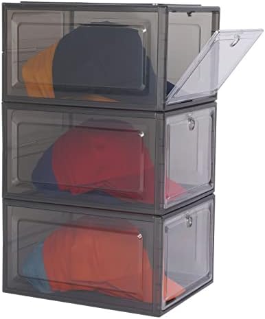 Caixa de armazenamento de chapéu LiveMemory para tampas de beisebol - 3 pacote de capitão transparente O organizador de chapéu