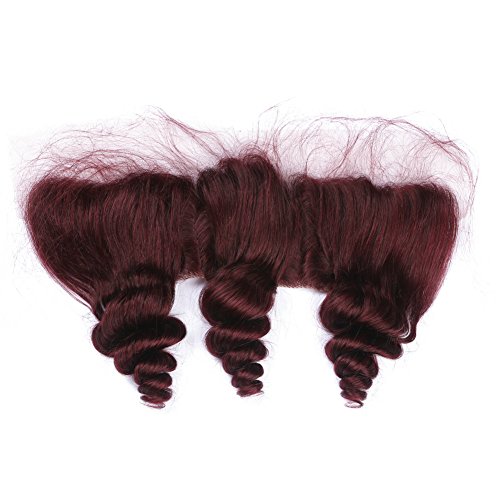 Cabelo de cabelo Reduzido Red Borgonha Pacéis de cabelo brasileiros com encerramento de renda frontal 99J Wavy Human Hair Weaves com