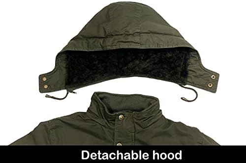 Chexpel Men's Gross Winter Jackets com capuz de lã de algodão Jackets Militares Jackets de trabalho com bolsos de carga