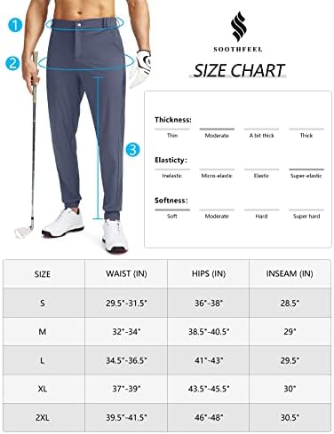 Calça de joggers de golfe masculino com 5 bolsos esbeltos para as calças de trabalho de vestuário de viagem para homens para homens