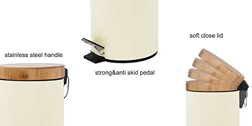Linha de lina de lina pequena lata de banheiro com pedal, lamão de bambu ecológico Close suave, 0,8 gal/3l.