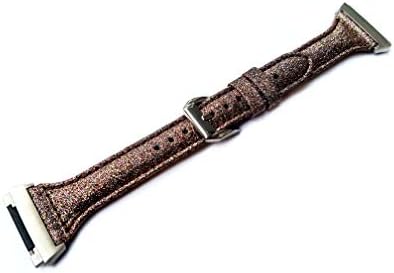 Banda de glitter brilhante marrom compatível com fitbit iionic smart relógio slim elegante pulseira de couro macio com adaptadores de liberação rápida
