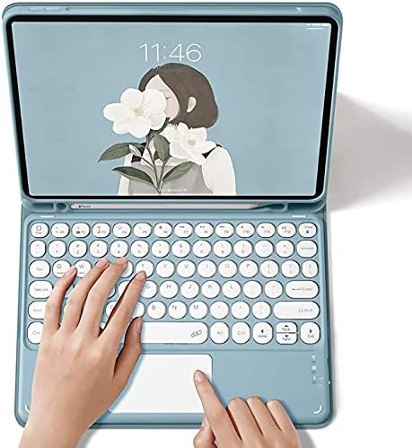 Qiyibocase iPad 10ª geração 2022 Caixa com teclado Trackpad, Stand Folio Smart Cover com porta -lápis, teclado redondo -touchpad com teclado magneticamente destacável para iPad de 10,9 polegadas 10
