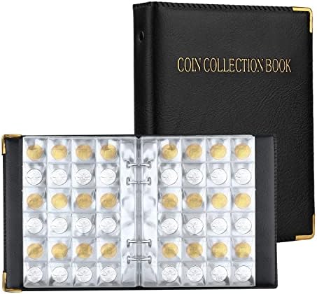 Livro de coleção de moedas Savita 1pc, inclua 480 bolsos de coleção de moedas, suporte para o Money Money Book Supplies