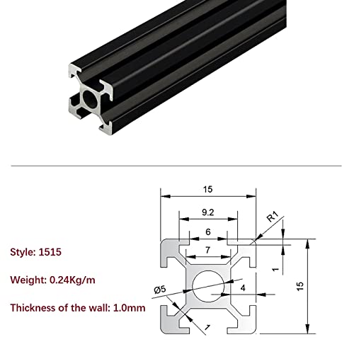 Mssoomm 2 pacote 1515 Comprimento do perfil de extrusão de alumínio 37,8 polegadas / 960mm preto, 15 x 15mm 15 séries