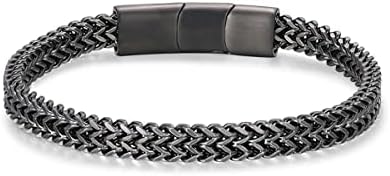 Lucky2+7 Bracelets para o clasco magnético de aço de aço masculino Pulseira de cadeia cubana