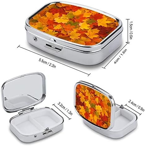 Caixa de comprimidos folhas de outono Caixa de tablet em forma de quadrado Caixa de comprimido portátil Pillbox Vitamina