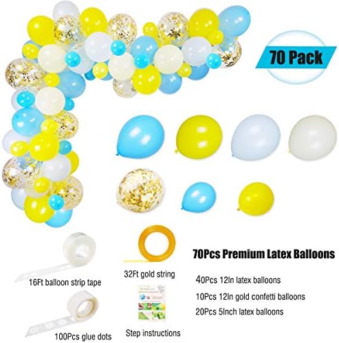 Kit de balão de urso pooh kit de balão e guirlanda, 70 pacote 12 5 Balões de látex de látex de 70 pacote amarelo