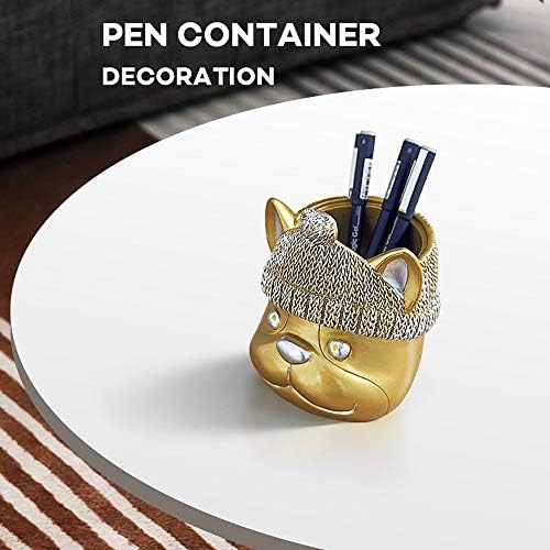 YuAnflq Resina Cão/gato em forma de caneta Pen Copo - Organizador de controle remoto do organizador da escova - suculento Plant Pot