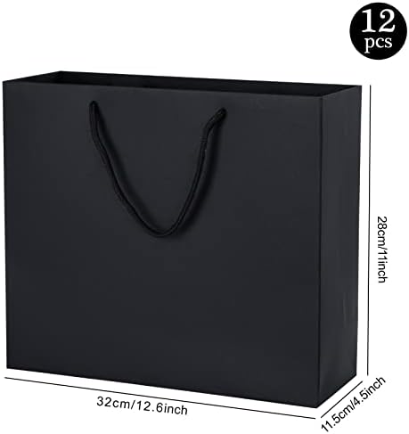 Umoofine grande bolsa de presente preto 12 pacote, 12,6x4.5x11 polegadas Bolsa de presente extra grande com alças de