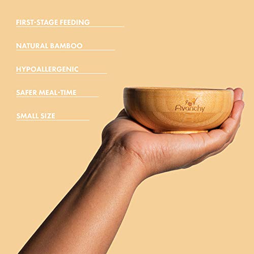 Avanchy Bamboo La Petite Mini Bamboo Bowl + Avanchy La Petite Mini Silicone Bowl + Avanchy La Petite Mini Silicone Cup -