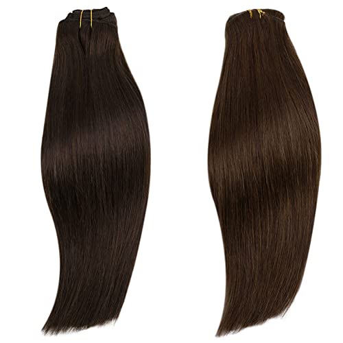 Clipe marrom runatura em extensões de cabelo cabelos humanos reais #2 marrom mais escuro e #4 marrom médio 18 polegadas 105g