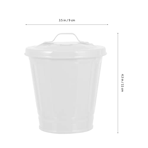 Lata de lixo de lixo Popetpop pequena lata de lixo, plantadores ao ar livre mini cesta de resíduos com tampa de mesa de mesa