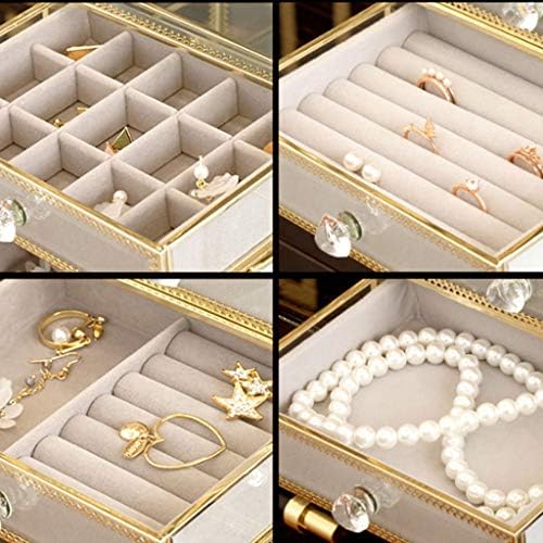 XJJZS Caixa de armazenamento de jóias de acrílico transparente, Brincos de Brincos de Brincos de Brincos de Colarrings, grande capacidade para a família