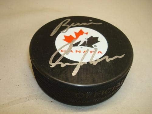 Brian Engblom assinou o Puck de hóquei do Team Canada autografado 1A - Pucks autografados da NHL