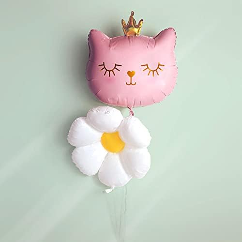Balões de gato rosa Coroa Decorações de festa de gato 2 PCs 30 polegadas Kitten Balloon Cartoon Cat Birthday Party