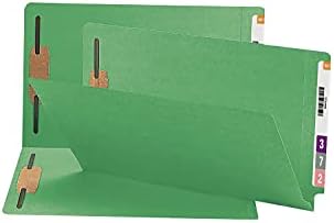 Smead 28140 Pastas de fixadores de capacidade de duas polegadas Straight Green Legal Green 50/Box