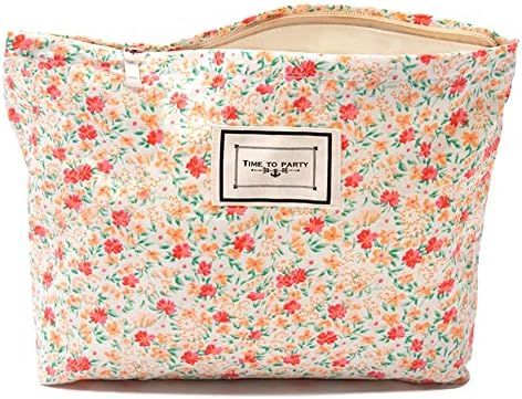 Bolsa de maquiagem floral Aganmi para mulheres com zíper, sacos estéticos estéticos com padrão de flores, sacos de maquiagem de viagem