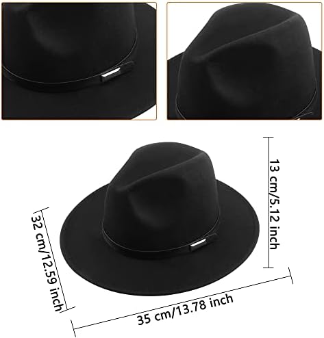Fahacop 4 pacote de largura chapéus fedora fedora chapéu vintage com chapéu de feltro retro de cinto clássico para homens