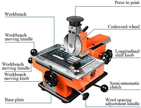 Placa de identificação manual Rótulo de metal Máquina de marcação de impressora para metal para metal