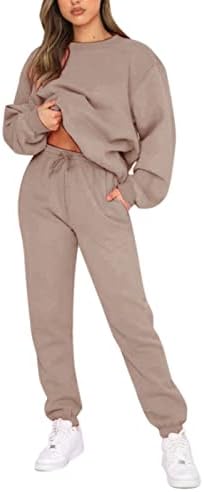 Roupa de duas peças para molhos de traje de traje de traje sólido Tampo de manga comprida e calças compridas loungewear