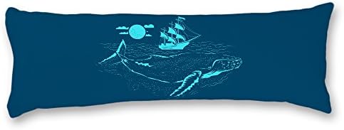 Ailovyo Silky Soft Satin Whale Sail Boat em Moonlight Body Pillow Proachcase, 20 x 54