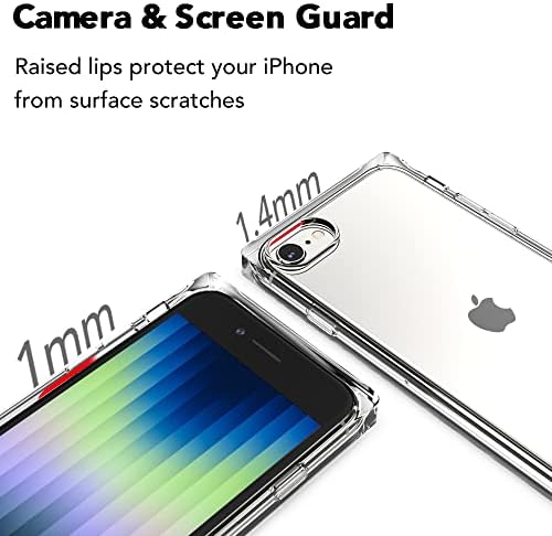 Caixa quadrada clara de Anhong Compatível com iPhone SE 2022/2020 ， Case IPhone 8/7, HD Canto limpo Canto aprimorado TPU Cushion, caixa de TPU macia de absorção de choque para iPhone SE 3/2