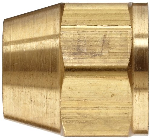 Anderson Metals 54014-06 Ajuste do tubo de latão, porca de brilho curto, od de 3/8