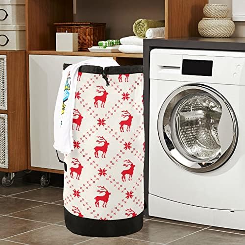 Bolsa de lavanderia de nylon tiras de veado de Natal - fechamento de cordão de travamento e bolsas grandes laváveis ​​para a máquina