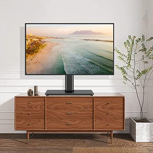 Universal TV Stand Tab Table TV Base de TV com 4 níveis de altura ajustável e suporte de montagem giratória para TVs LED LCD de