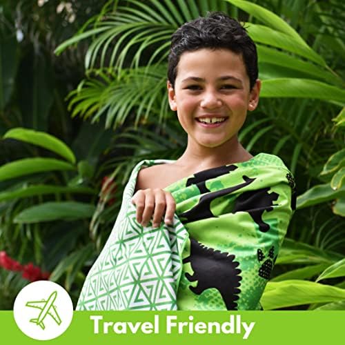 ECCosophy Microfiber Kids Beach Towels & Pouch 60 x30 Toalhas de banho para crianças pequenas - Meninas e meninos - toalhas de piscina seca rápida - cobertor de praia sem areia para viagens - Camping - férias - Toallas playas