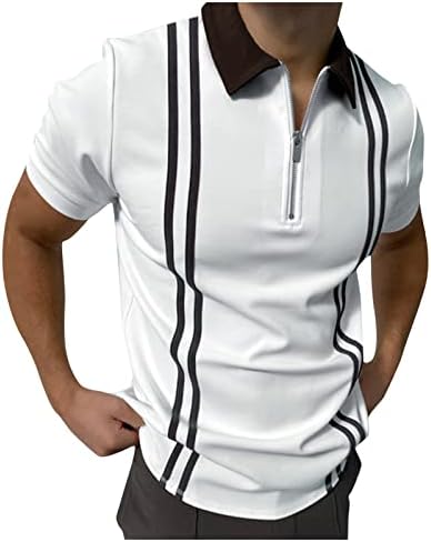 Homens da primavera e verão Moda solta Zipper 3D Impressão digital de manga curta Tampe camise