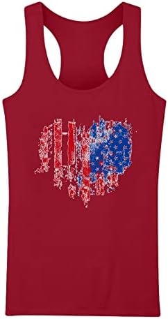 SummerTank Top for Women American Flag Heart Heart T-shirts 4 de julho de camisa patriótica EUA Tanques do Dia da Independência