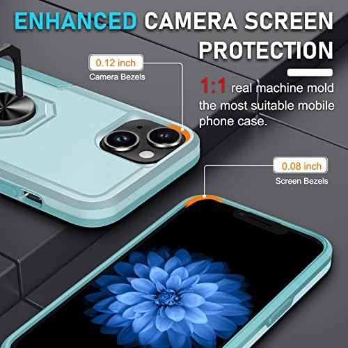 Janmitta Metal Kickstand Caso para iPhone 14, com protetor de tela de vidro temperado [2 pacote], cobertura de telefone