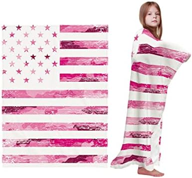 Baby Blanket - 30 x 40 - Dia da Independência Pink Camo American Flag American Patriótico Super macio cobertores