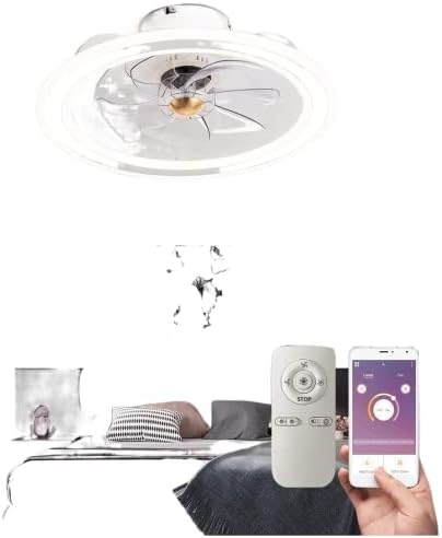 Chezmax 20 '' White Modern White Indoor Mount Teto Fan com luzes de controle de aplicativo remoto ventiladores de teto sem lâmina para quarto de quarto