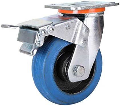 Rodas pesadas de rodas de rodas pesadas Placa pesada rodas de galhos de gola de metal, mobília de borracha giratória, azul,