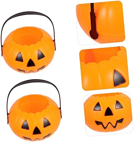 HOOYOYO 2PCS Ornamento de balde de abóbora para crianças Plass de plástico Mini Snack Recectadores Pumpkin Design Baldes Candy