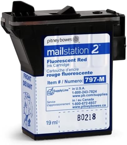Pitney Bowes 797-M Cartucho de tinta para MailStation2, tinta vermelha, 19 ml