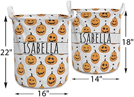 Facos engraçados abóboras Halloween Hampers personalizados cestos de roupa personalizados com nome, cesto de roupas sujas personalizadas, cesta de armazenamento