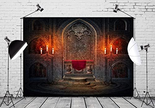 BELECO 9x6ft Tecido de tecido gótico Altar interno cenário para fotografia Dark Gothic Palace Igreja Medieval Igreja Antiga Parede