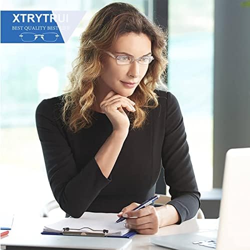 Xtrui Rimless Reading Glasses for Women Blue Blocking Fashion Moda Elegante EyeGlasses Artísticas Leitores de dobradiças da primavera