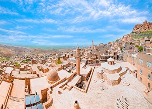 Beleco 15x8ft Fabric Mardin Cenário Old Cidade Vistas espetaculares da Mesopotâmia e Mardin Castelo Antigo civilização