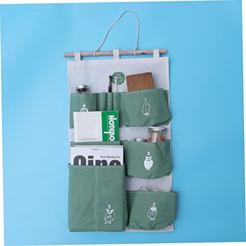 Sacos de armazenamento de tela de sacos de sacolas de tela de batalha de zerodeko sobre os bolsos de armazenamento de revistas de portas Bolsa de parede de parede de parede de parede de bambu verde de bambu verde no organizador da bolsa de armazenamento por porta Organizador