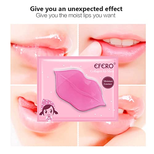 Delisoul 30 Pacote máscaras de lábios de cristal de colágeno rosa, almofadas para lábios em gel hidratante da membrana, lábios