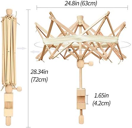 WiNter de fios - guarda -chuva de madeira Swift Yarn WiNher - Umbrella de tricô de 24 de madeira Swift Yarn Winder