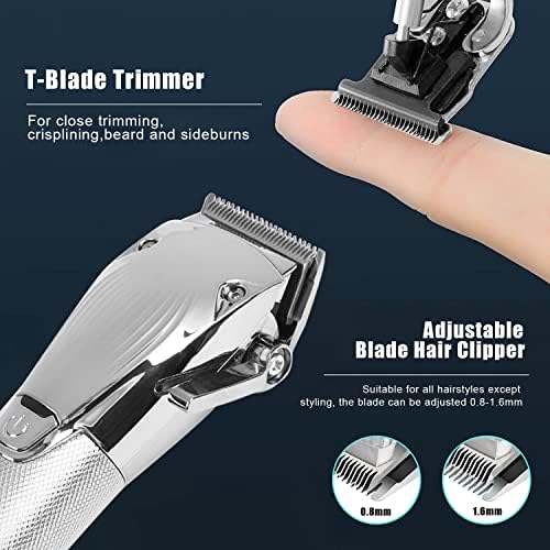 Ruzros Profissional Hair Clippers and Trimmer Kit para homens, barbeiro sem fio Clipper com exibição LED + barba touchliner