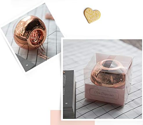 Clipes de papel de ouro rosa hilento em elegante portador de clipe de ouro rosa de mármore magnético, 100 clipes por caixa,