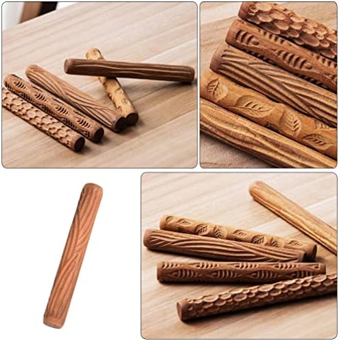 Toyandona Rollators Roller de modelagem de argila de madeira Rolo: ferramentas de cerâmica textura de argila rolamento de relevo de manta de alcance