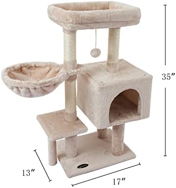 Fish & Nap US09M Tower de gato de gato de gato fofo para gatos de gato interno Postagens de arranhões sisal com pomada de